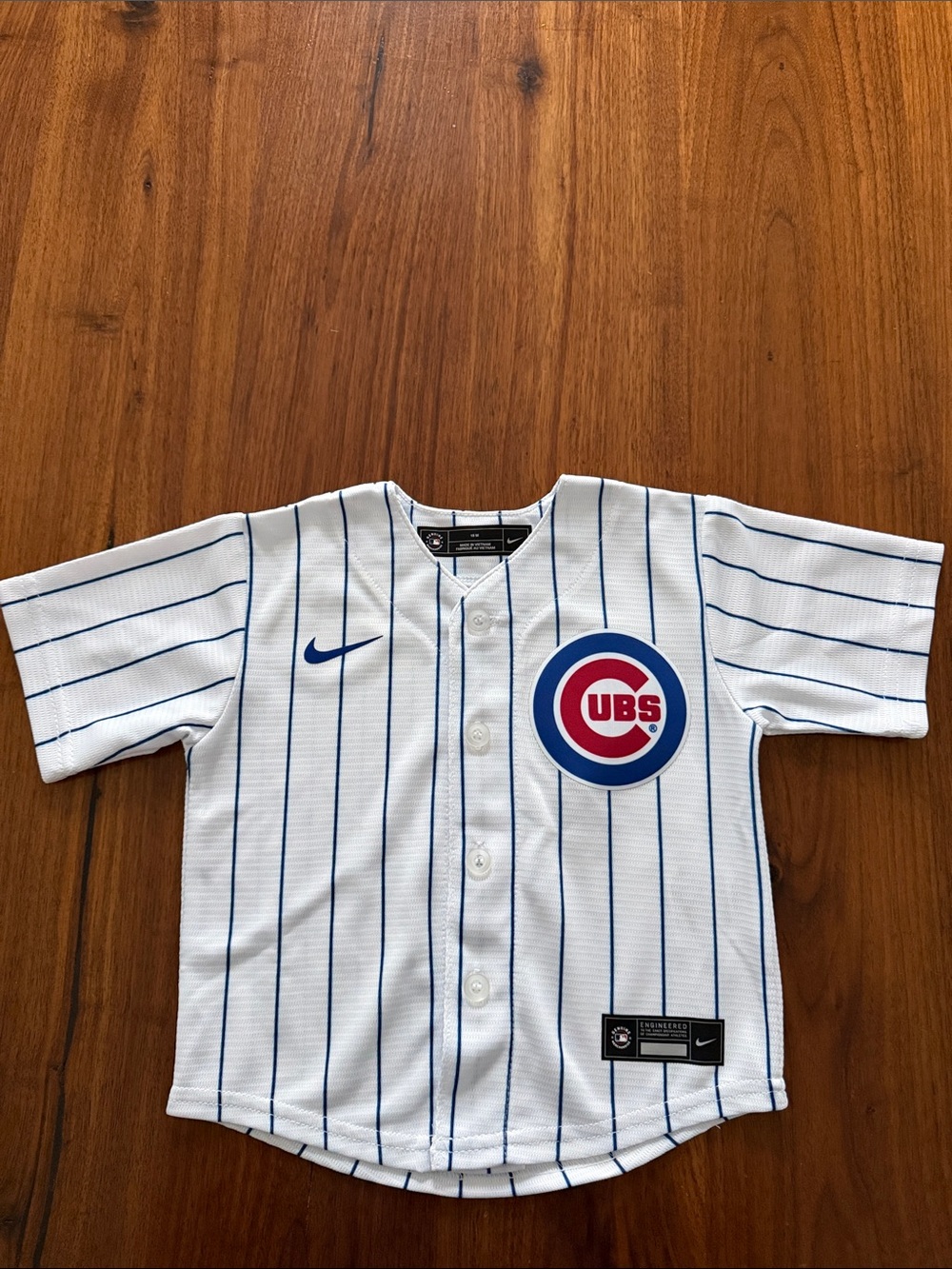 OFFICIAL Nike White & Blue Chicago Cubs Kids Pinstripe Jersey  18 months